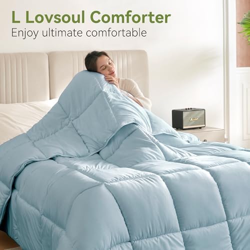 L LOVSOUL Queen Comforter Down Alternative Duvet Insert, 90x90IN