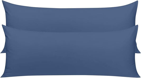 YIYEA Body Pillow Cover Set of 2, Ultra Soft 1800TC Hotel Quality Double Brushed Microfiber Body Pillow Pillowcases, Envelope Closure, Fade Resistant (20"x54", Denim)
