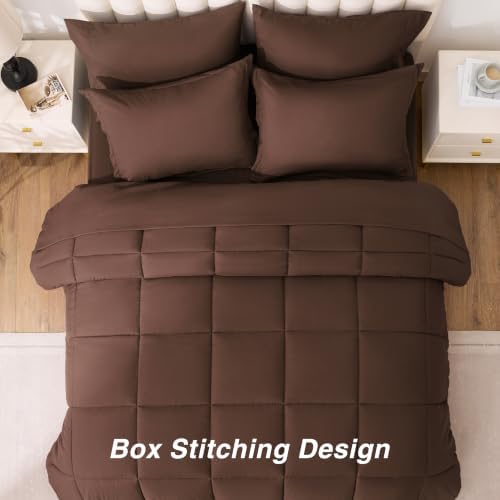 Love's cabin Plaid Full Comforter Set, Brown