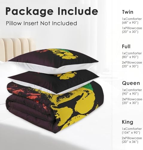 Pamnest Full Comforter Set, 3 Pieces Lion African Bedding, All Season