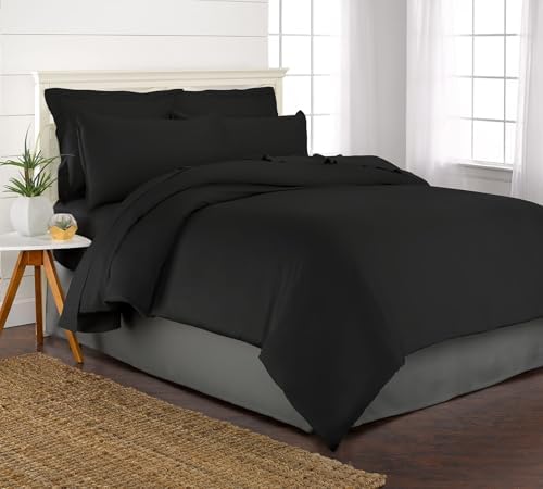Pure Bamboo King Duvet Cover, 3 Piece Set, Genuine 100% Organic Viscose Derived from Bamboo, Luxuriously Soft and Cooling, 2 Pillowcases (King, Black)