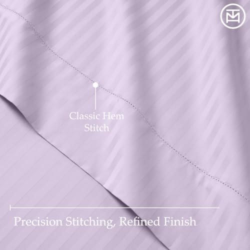 Threadmill 600TC Cotton Twin Sheet Set, Sateen, Damask Stripe, Lilac