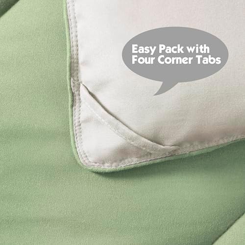 HIG 3pc Sage/Beige Queen Size Bedding Comforter Set Duvet Insert Blanket