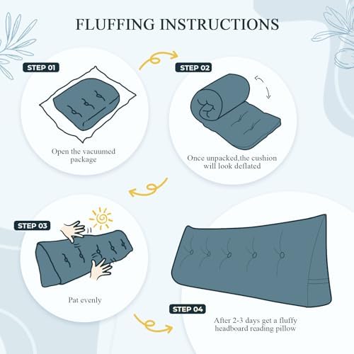 DANGHOOGY Headboard Pillow Queen, Large Triangular Wedge Headboard Pillow for Reading and Resting, Backrest Positioning Support Pillow with Removable Cover (Light Blue)