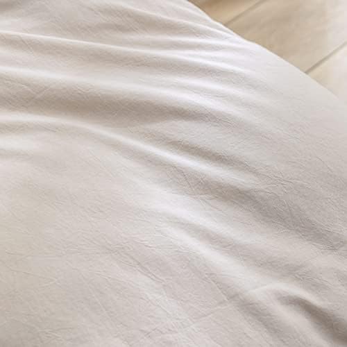 BESTOUCH Cotton Solid Duvet Cover Set Linen Feel Linen Grey King