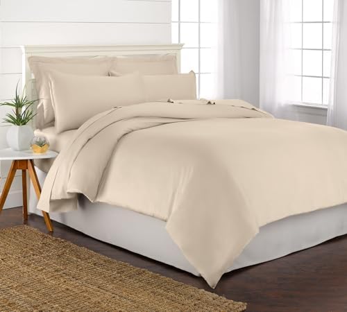 Pure Bamboo King Duvet Cover, 3 Piece Set, Genuine 100% Organic Viscose Derived from Bamboo, Luxuriously Soft and Cooling, 2 Pillowcases (King, Almond)