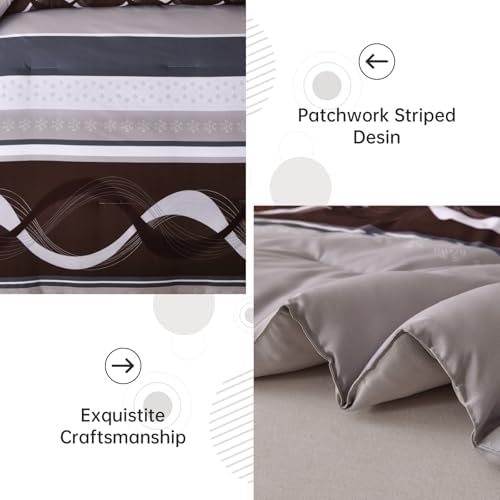 Anibedding Striped Comforter Set King Size,8 Pieces Bed in a Bag
