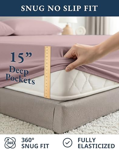 LANE LINEN Queen Sheet Set 100% Organic Cotton Soft 4pc Percale - Lilac