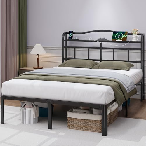 HAVONIZD Full Bed Frame - Storage Headboard with Charging Station