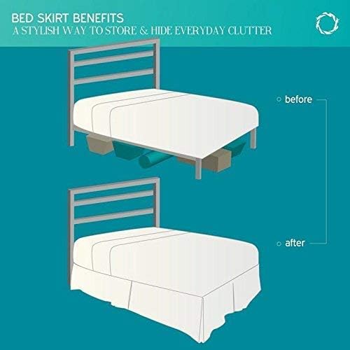 Mattress-Homes Ruffled Bed Skirt Split Corners with Platform, Tailored Fit Wrinkle Free Ultra-Soft Microfiber Dust Ruffle, Upto 10" Drop, Queen, Ivory