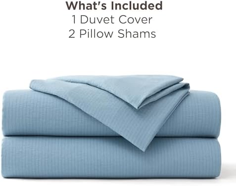 Bedsure Textured Duvet Cover King Size - Cotton-Like Polyester Jacquard Duvet Cover Set for All Seasons - 3 Pieces Elevated Dobby Ultra Soft Bedding Set, NO Comforter (Chambray Blue, King, 104" x 90")