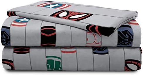 Jay Franco Kids Sheet Set with Fitted, Flat Sheets & Pillow Cover - Ultra-Soft Bedding with Pillowcase for Room Decor, Gray - Avengers, 3 Piece Twin