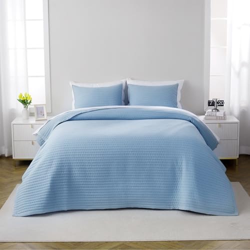 XL Queen Quilt Set 98 x 98 in, Lightweight, Blue