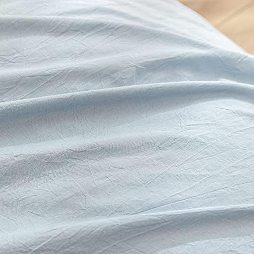 BESTOUCH Cotton Solid Duvet Cover Set Linen Feel Cornflower Blue Twin