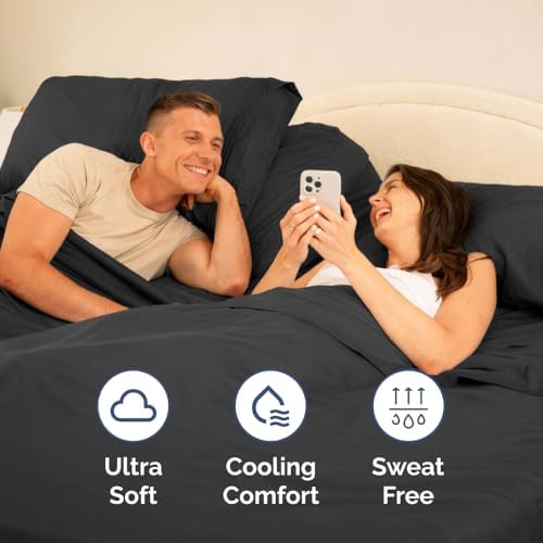 Flex Top Split Head King 4 Piece Sheet Set - Ultra-Soft, Breathable - Black