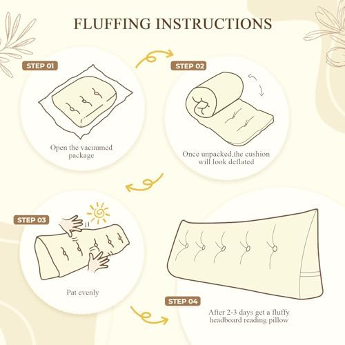 DANGHOOGY Headboard Pillow King, Large Triangular Wedge Headboard Pillow for Reading and Resting, Backrest Positioning Support Pillow with Removable Cover (Beige)