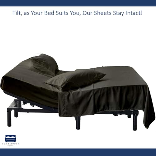4 Piece Flex Head King Sheet Set 34" Top, 100% Egyptian Cotton, Dark Grey