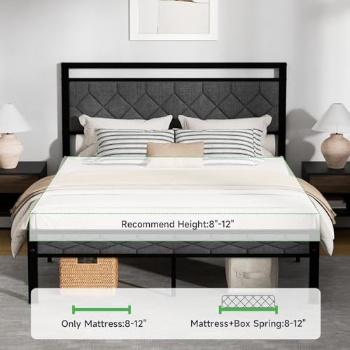 Z-hom Easy Assembly Upholstered Queen Bed Frame&Soft Padded Headboard