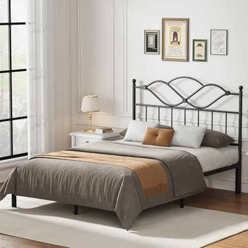 Queen Size Headboard Only Vintage Platform Headboard for Bed Frame Black