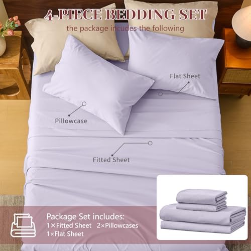 MEISHANG 100% French Linen Sheets Queen,6 Pcs,18-24" Extra Deep Pocket