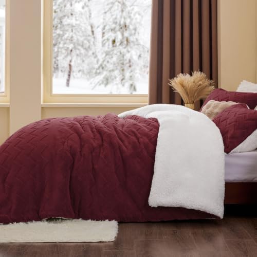 BEDELITE Fluffy Sherpa Queen Comforter Set,Caramel