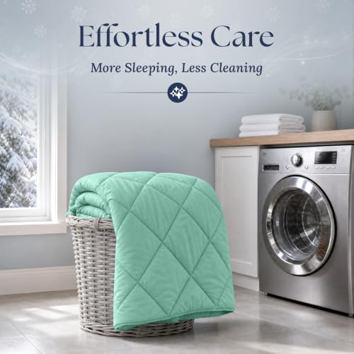 Cooling Comforter - BreezeWeave Cooling Blanket Twin Size for Hot Sleepers & Deep Rest - Cloud Soft, Breathable, Ultra Durable, Easy Care, Reversible - 68 x 90 in (Mint Green & Dark Grey)