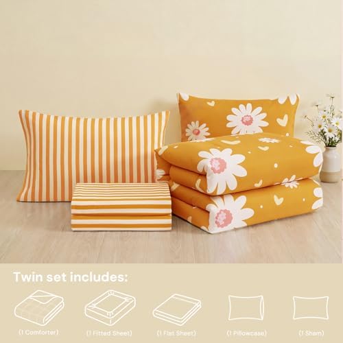 Twin XL Comforter Set with Sheets for Girls-5 Pieces Twin Bedding Sets