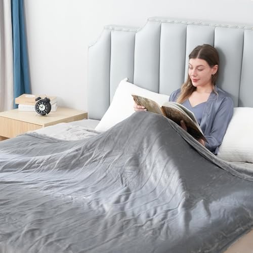 Eydna Electric Heated Blanket Queen Size 84"x90", Soft Plush Microplush for Bed, Dual Controllers & Dual Heating Zones, 1-10 Hours Auto Off & 9 Heating Levels, Machine Washable, Gifts for Womens-Gray