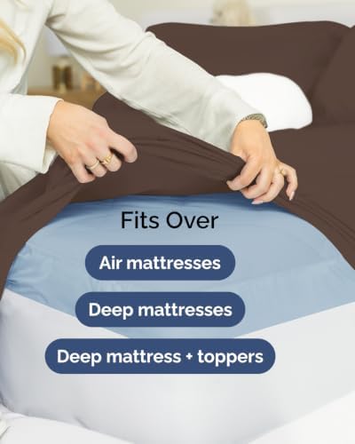 Extra Deep Flex Top Split Head King Sheet Set - 6pc Cooling Sheets - Brown
