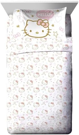Sanrio Hello Kitty Twin Comforter Set 5 Piece Bedding for Girls, Pink
