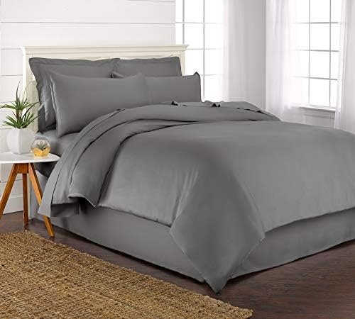 Queen Duvet Cover by Pure Bamboo, 3 Piece Set, Genuine 100% Organic Viscose Derived from Bamboo, Luxuriously Soft and Cooling, 2 Pillowcases (Queen, Stone Grey)