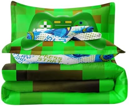 Twin Size Gaming Bedding Set for Teens Boys 5 Pieces Bed in A Bag