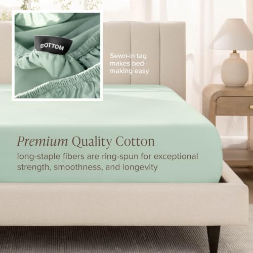 Bare Home 100% Organic Cotton Sateen Sheet Set (Queen, Willow)