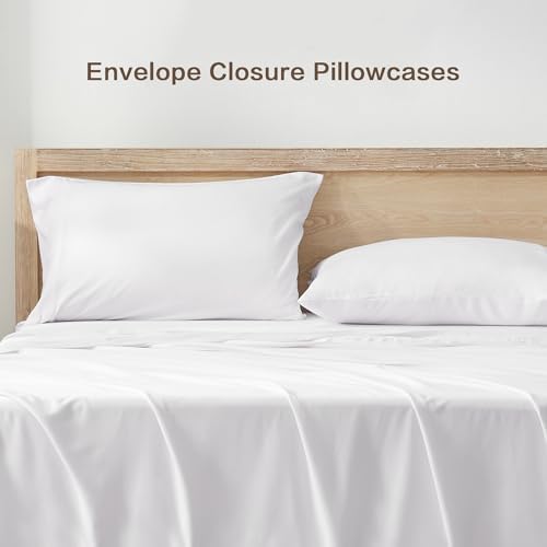Andency White King Sheets Set 100% Viscose Derived from Bamboo