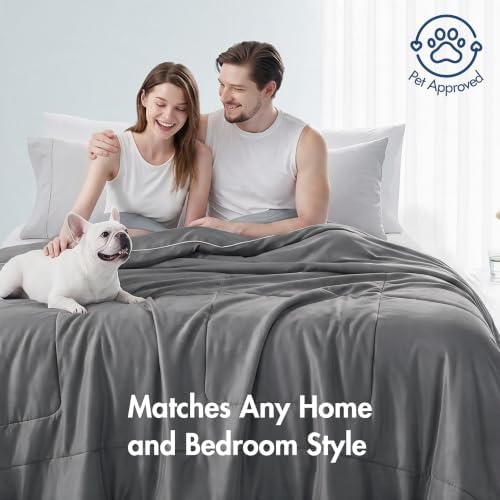 Madison Park Breathable Cooling Comforter King, Grey, 106x90
