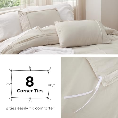 Bedsure Grid Boho Duvet Cover Queen, Textured Bedding, 3-Piece, Green