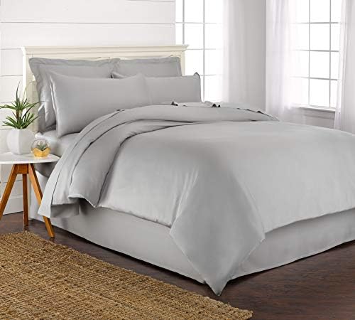 King Duvet Cover by Pure Bamboo, 3 Piece Set, Genuine 100% Organic Viscose Derived from Bamboo, Luxuriously Soft and Cooling, 2 Pillowcases (King, Silver Pearl)
