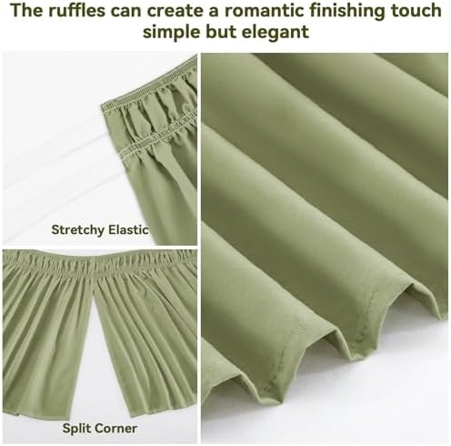 RIMELA Bed Skirt with Split Corners, Twin, 15 Inch Drop, Sage Green
