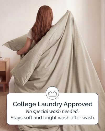 Duvet Cover Twin/Twin XL - 2 Piece Set, College Dorm Room - Heathered Beige
