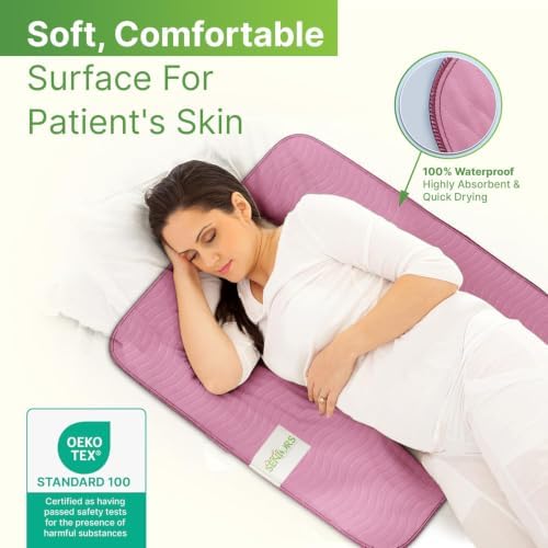 Bed Pads Washable Waterproof 34"x36"- Pack of 4 Pink Incontinence Bed Pads