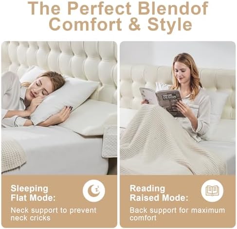 Yojoker Full Size Bed Wedge Pillow for Headboard Gap, Wedge Pillow Headboard with Side Pockets and Wave Contour, High-Density Foam Bed Gap Filler (0-6"), 55x10x6 Inch, White