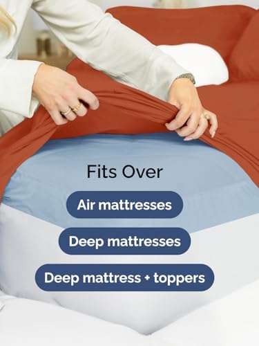CGK Linens Extra Deep Full Fitted Sheet - Fitted Sheet Only - Terracotta