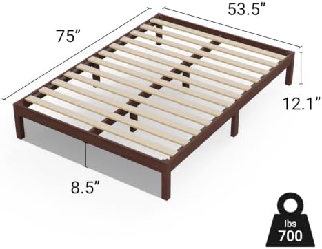LIFEMENT Full Bed Frame Classic Wood Platform, Noise Free, Under Bed Storage, No Box Spring Needed, Easy Assembly, Espresso