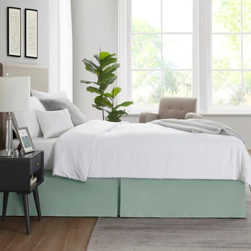Nestl Sage Green Bed Skirt King Size - King Bed Skirt 14 Inch Drop - Brushed Microfiber Bed Skirts - Hotel Quality Pleated Bed Skirt - Shrinkage & Fade Resistant (Pack of 2)