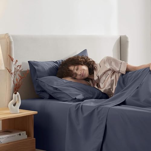 Nestl Twin Sheet Set - Bed Sheets - Navy Blue - 3-Piece Deep Pocket