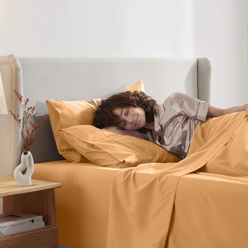 Nestl Twin Sheet Set - Bed Sheets - Light Orange - 3-Piece Deep Pocket