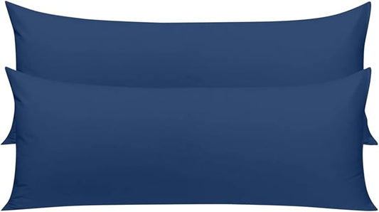 YIYEA Body Pillow Cover Set of 2, Ultra Soft 1800TC Hotel Quality Double Brushed Microfiber Body Pillow Pillowcases, Envelope Closure, Fade Resistant (20"x54", Black)