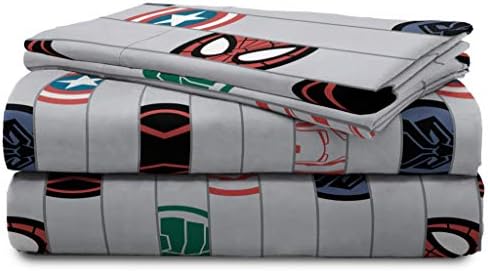Jay Franco Kids Sheet Set with Fitted, Flat Sheets & Pillow Cover - Ultra-Soft Bedding with Pillowcase for Room Decor, Gray - Avengers, 4 Piece Full