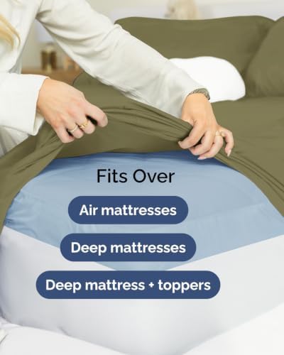 Flex Top Split Head King Sheet Set - 4 Piece Extra Deep Sheets - Sage Green