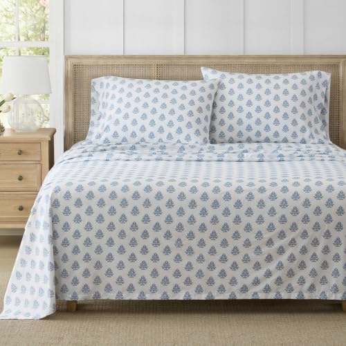 Martha Stewart - Cotton Percale King Sheet Set with Pillowcases
